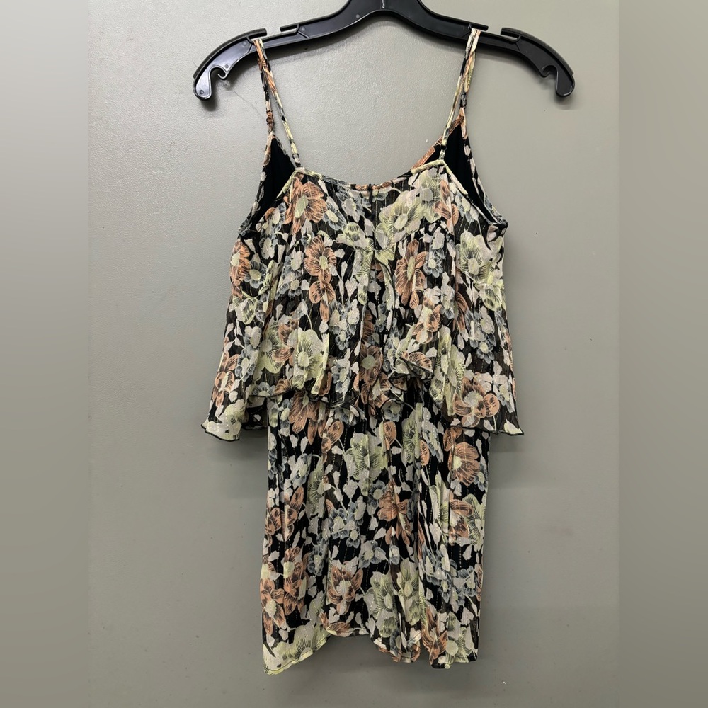 The Kooples Floral Silk Romper in Black and Cream NWT size 0 - Picture 6 of 8
